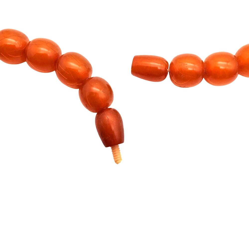 Retro Acrylic Necklace Orange Graduated Beaded Chunky Statement Barrel Clasp Vtg - Picture 5 of 9